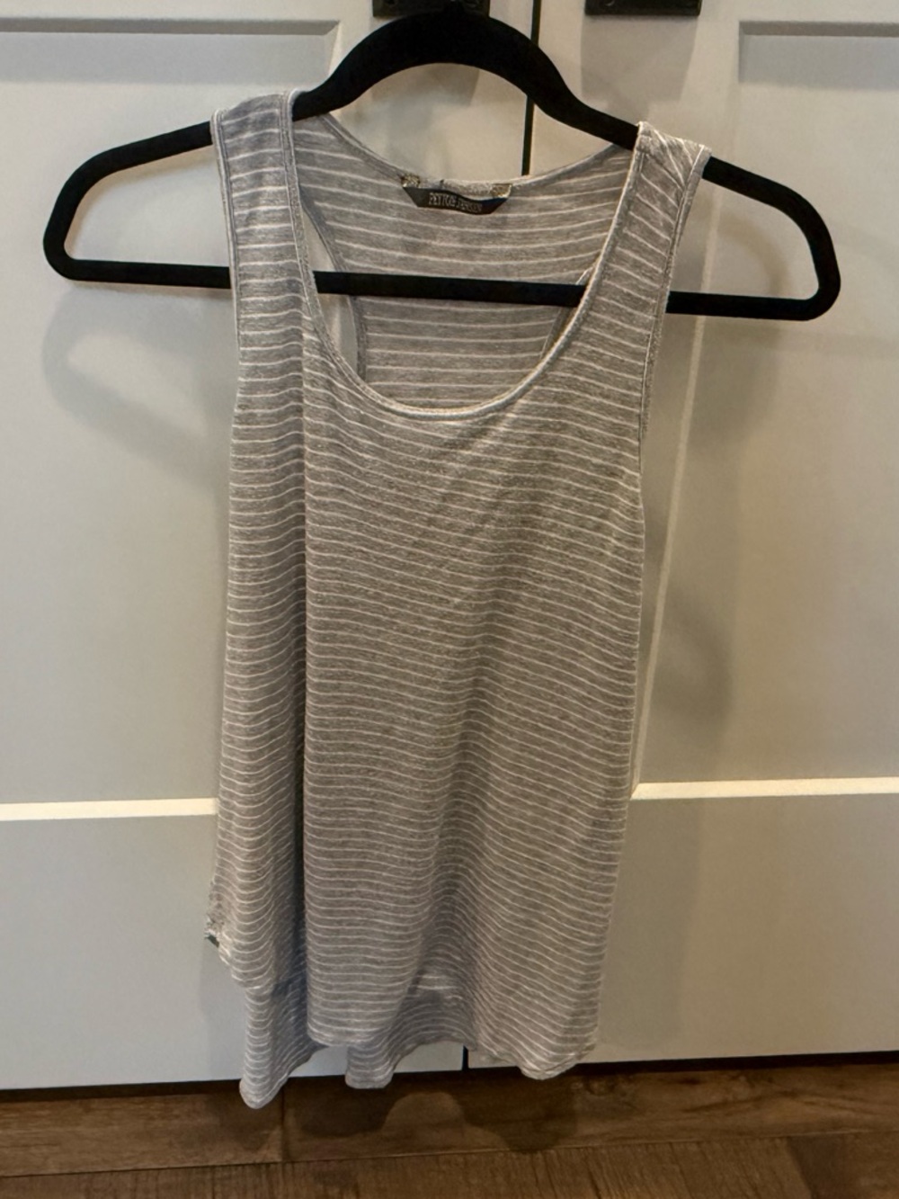 Women’s Striped Gray Jersey Tank Top